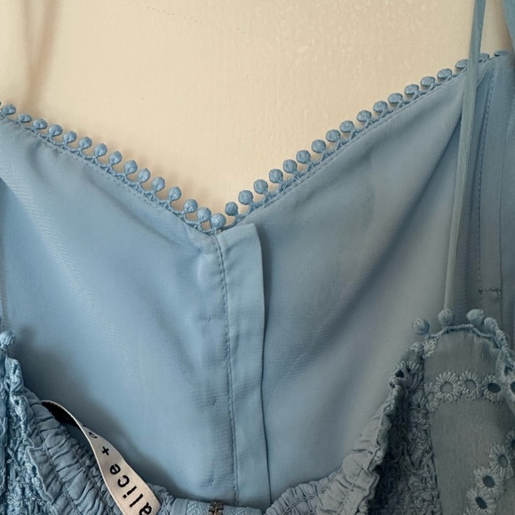 EUC ALICE + OLIVIA ROSETTE SWEETHEART NECK RUFFLE MINI DRESS SZ 10 SOLD OUT - Picture 10 of 11